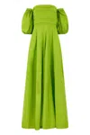 Valentino Long Elegant Green Dress With Balloon Sleeves In Green