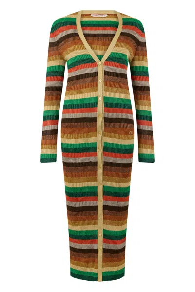 Valentino Long Knitted Cardigan In Multi