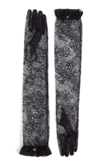 Valentino Garavani Long Lace Gloves In Black