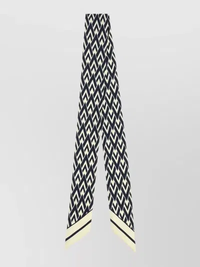 Valentino Long Lightweight Chevron Two Tone Scarf Bandeaux In Black