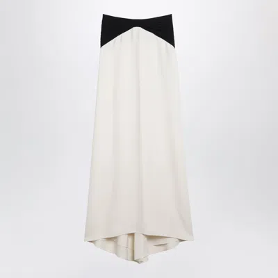 Valentino Long Silk Skirt In White