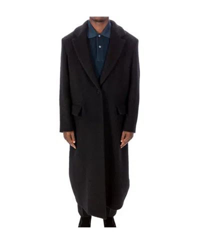 Valentino Long Single-breasted Coat In Black