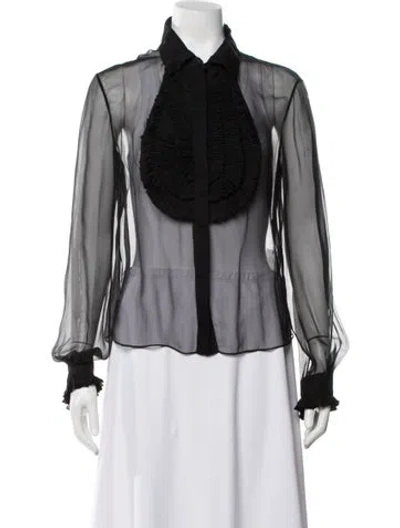 Pre-owned Valentino Long Sleeve Blouse In Black