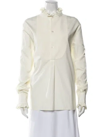 Pre-owned Valentino Long Sleeve Blouse In Neutrals