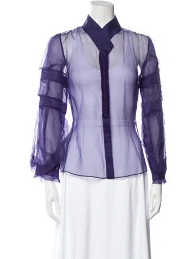 Pre-owned Valentino Long Sleeve Blouse In Purple