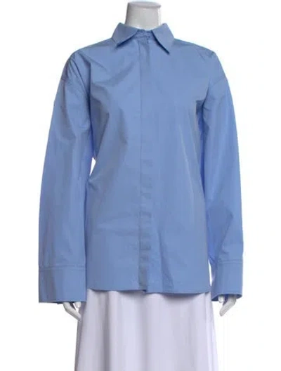 Pre-owned Valentino Long Sleeve Blouse W/ Tags In Blue