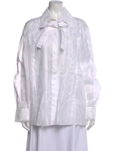 Pre-owned Valentino Long Sleeve Blouse W/ Tags In White