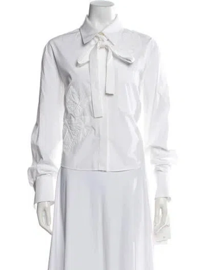 Pre-owned Valentino Long Sleeve Blouse W/ Tags In White