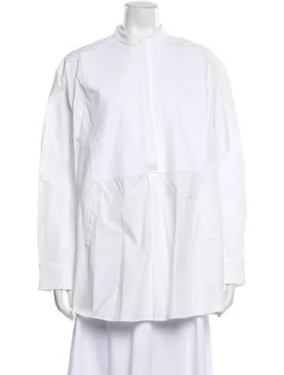 Pre-owned Valentino Long Sleeve Blouse In White