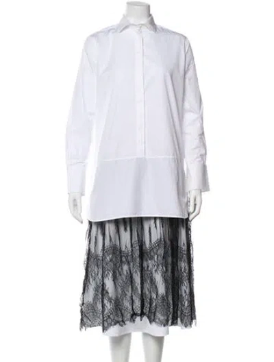 Pre-owned Valentino Long Sleeve Blouse In White