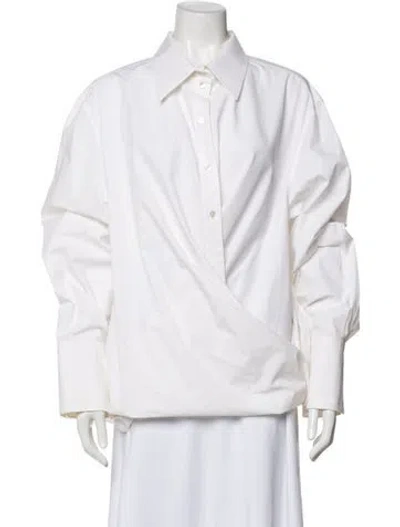 Pre-owned Valentino Long Sleeve Blouse In White