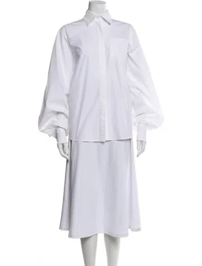 Pre-owned Valentino Long Sleeve Blouse In White