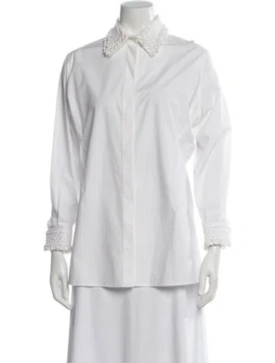 Pre-owned Valentino Long Sleeve Blouse In White
