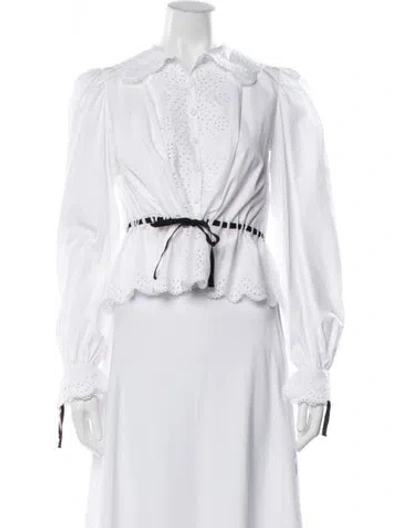 Pre-owned Valentino Long Sleeve Blouse In White