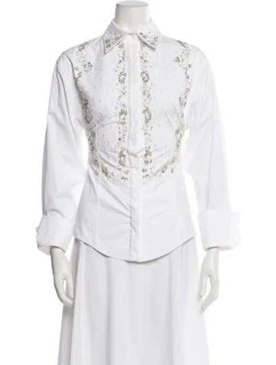 Pre-owned Valentino Long Sleeve Button-up Top W/ Tags In White