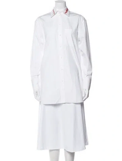 Pre-owned Valentino Long Sleeve Button-up Top In White