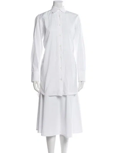 Pre-owned Valentino Long Sleeve Button-up Top In White