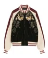 Valentino Sequin And Bead-embellished Velvet Bomber Jacket In Brown