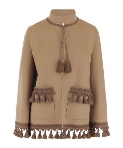 Valentino Long Sleeve Casual Jacket In Brown