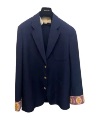 Valentino Long Sleeve Casual Jacket In Blue