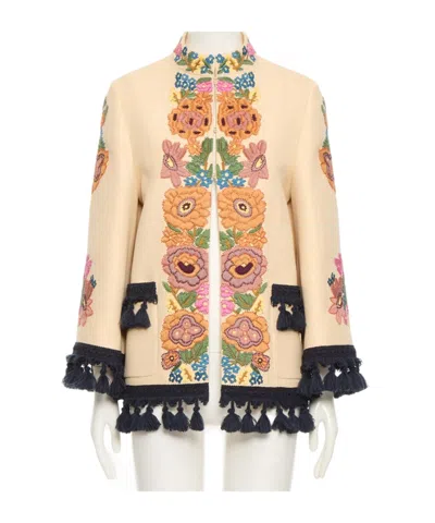 Valentino Tassel-trimmed Bead-embellished Embroidered Canvas Jacket In Multi