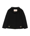 Valentino Button-detailed Embellished Wool And Silk-blend Crepe Jacket In Black