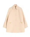 Valentino Wool Coat With Rounded Collar And Pockets In Neutral
