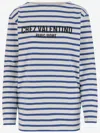 Valentino Long Sleeve Cotton T-shirt With Striped Pattern In Blu