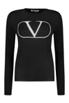 Valentino Long Sleeve Crew-neck Sweater In Black