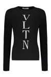 Valentino Long Sleeve Crew-neck Sweater In Black