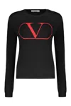 Valentino Intarsia-knit Logo Jumper In Black