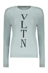 Valentino Long Sleeve Crew-neck Sweater In Blue