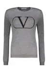 Valentino Long Sleeve Crew-neck Sweater In Grey