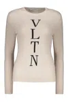 Valentino Long Sleeve Crew-neck Sweater In Neutral