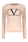 Valentino Long Sleeve Crew-neck Sweater In Neutral