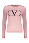 Valentino Long Sleeve Crew-neck Sweater In Pink