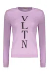 Valentino Long Sleeve Crew-neck Sweater In Pink