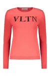 Valentino Logo Crew-neck Long-sleeve T-shirt In Pink