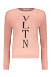Valentino Long Sleeve Crew-neck Sweater In Pink