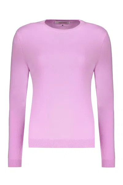 Valentino Long Sleeve Crew-neck Sweater In Pink