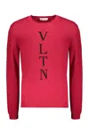 Valentino Long Sleeve Crew-neck Sweater In Red-purple Or Grape