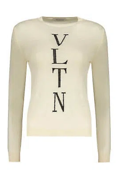 Pre-owned Valentino Long Sleeve Crew-neck Sweater In White