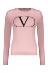 Valentino Long Sleeve Crew-neck Sweater In Pink