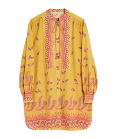 Valentino Long Sleeve Dress In Yellow