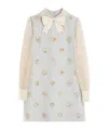 Valentino Wool-silk Embroidered Mini Dress In Blue