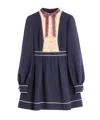 Valentino Pleated Pintuck Bow-front Mini Dress In Black