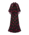 Valentino Silk Cherryfic Maxi Dress In Black
