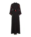 Valentino Garavani Cherryfic Beaded Long Sleeve Silk Gown In Black