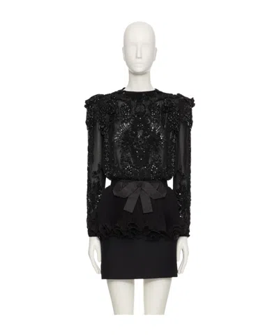Valentino Long Sleeve Dress In Black