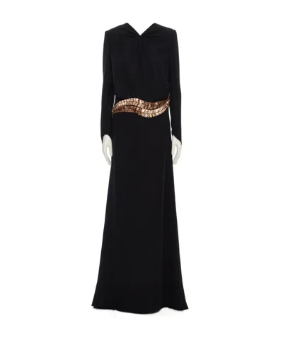 Valentino Long Sleeve Dress In Black
